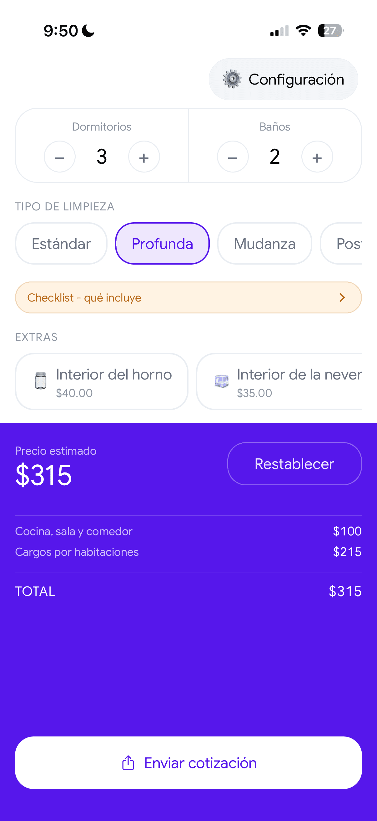 Calculadora de Limpieza